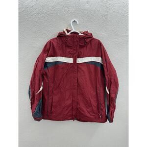 Columbia Womens Rain Jacket Size XL Red Zip Up Hooded Interchange WaterResistant